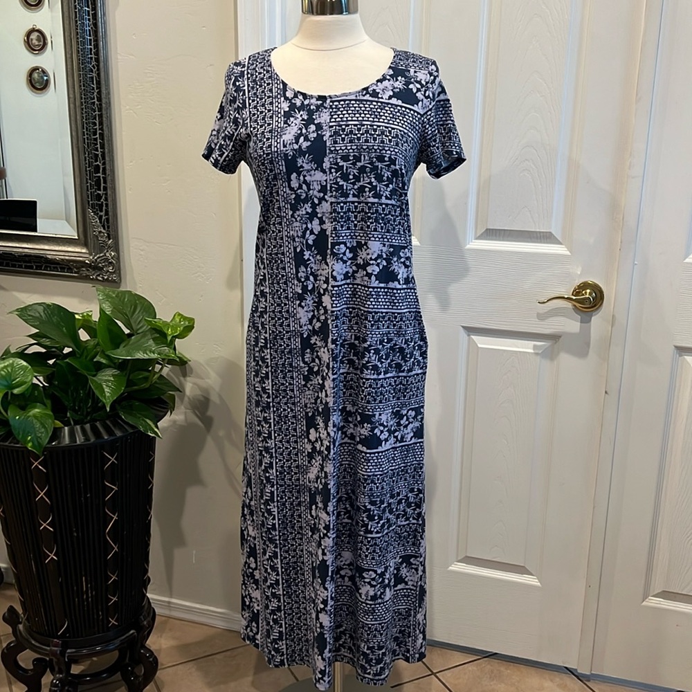 PURE JILL by J.Jill Short Sleeve Floral Maxi Dress